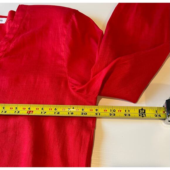 Jones New York 100% Linen Blouse Sz 12 Button Front Long Sleeves V-Neck Preppy - Picture 8 of 9